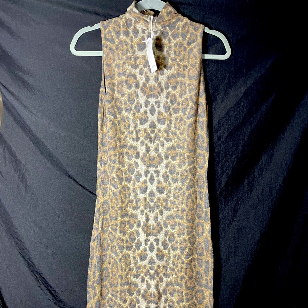 Antistar leopard cheetah animal curvy fitted bodycon stretch dress sz m med new